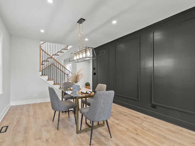 2640 N 76th Ct, Elmwood Park, IL 60707 - dining room featuring stairs, light wood-style floors, and recessed lighting