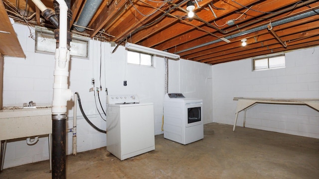17 Kingswood Dr, Normal, IL 61761 - below grade area with washing machine and clothes dryer and concrete block wall