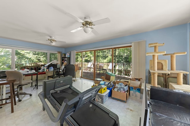 436 Cambridge Way, Bolingbrook, IL 60440 - workout room featuring light floors and a ceiling fan