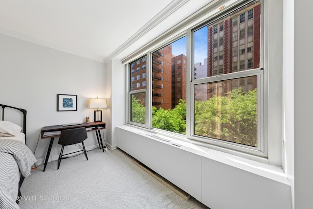 1325 N State Pkwy Unit 6D, Chicago, IL 60610 - bedroom featuring crown molding, carpet, and an office area