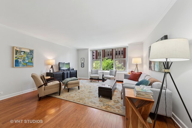 1325 N State Pkwy Unit 6D, Chicago, IL 60610 - living area featuring wood-type flooring and ornamental molding