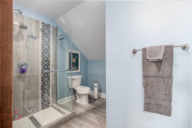 1315 W Jackson St, Ottawa, IL 61350 - full bath with lofted ceiling, wood finished floors, and a stall shower