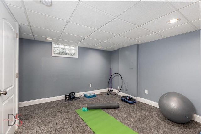 1315 W Jackson St, Ottawa, IL 61350 - workout room featuring recessed lighting, a paneled ceiling, and carpet floors