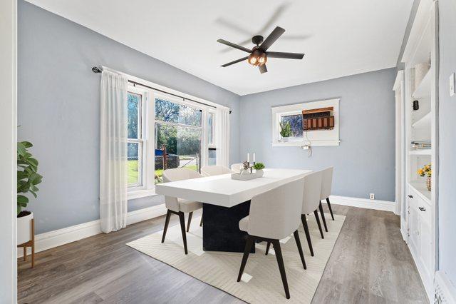 434 4th Ave, Joliet, IL 60433 - dining room featuring light wood finished floors and ceiling fan