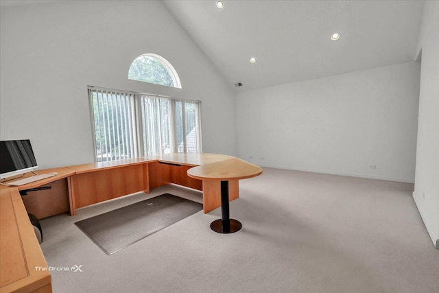 3550 E Ari Dr, Glenview, IL 60025 - unfurnished office featuring carpet flooring, high vaulted ceiling, and recessed lighting