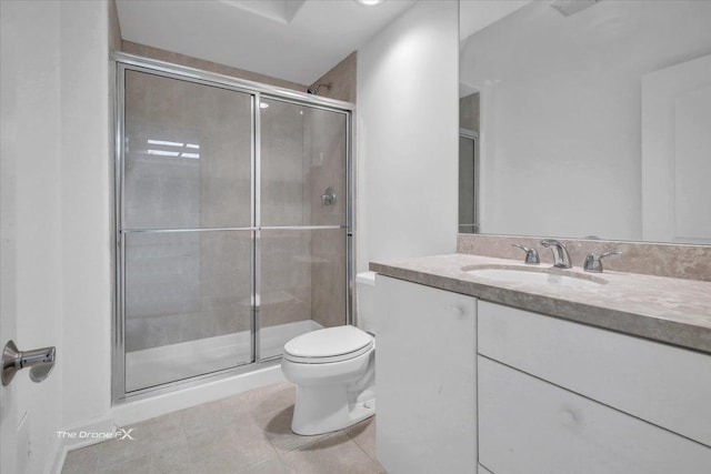 3550 E Ari Dr, Glenview, IL 60025 - bathroom with vanity, a stall shower, and tile patterned flooring