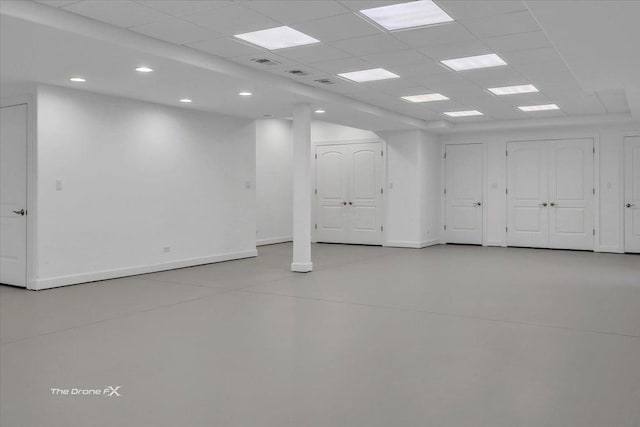 3550 E Ari Dr, Glenview, IL 60025 - below grade area with recessed lighting and a paneled ceiling