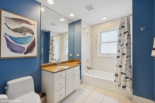 1000 S Madison Ave, La Grange, IL 60525 - full bath with tile patterned flooring, vanity, shower / tub combo, and recessed lighting