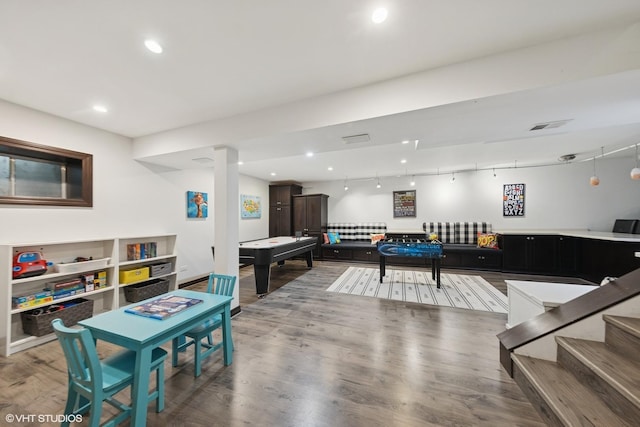 1000 S Madison Ave, La Grange, IL 60525 - playroom featuring wood finished floors and recessed lighting