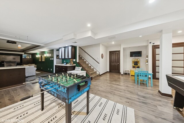 1000 S Madison Ave, La Grange, IL 60525 - rec room with light wood-type flooring and recessed lighting