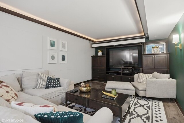 1000 S Madison Ave, La Grange, IL 60525 - living room featuring wood finished floors and a raised ceiling