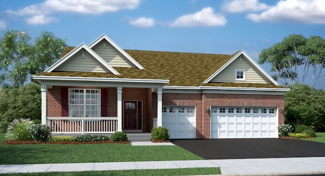 2909 Kelly Dr, Elgin, IL 60124 - traditional-style house featuring brick siding, a porch, driveway, a garage, and a front yard