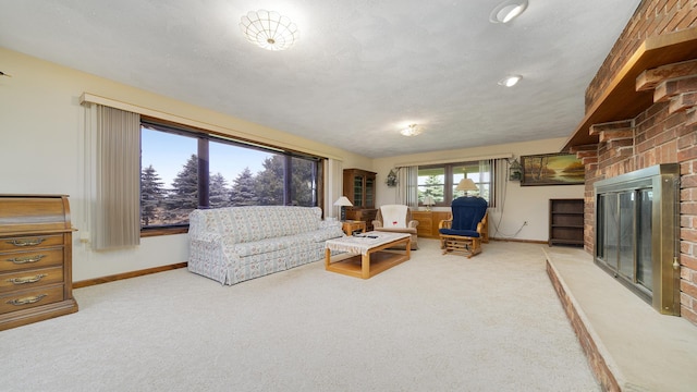 10245 W Penn Cor, Polo, IL 61064 - living room featuring light carpet and a fireplace