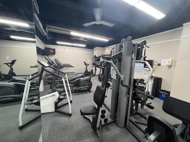 1636 N Wells Ave Unit 2014, Chicago, IL 60614 - workout area with carpet and ceiling fan
