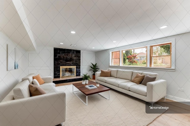 1441 Forest Rd, La Grange Park, IL 60526 - living area with a fireplace and recessed lighting