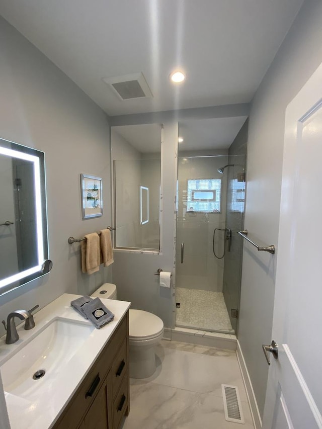2142 N 73rd Ct, Elmwood Park, IL 60707 - full bathroom with a shower stall, vanity, and marble finish flooring