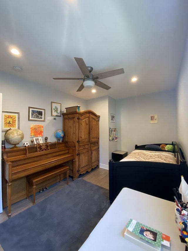 2142 N 73rd Ct, Elmwood Park, IL 60707 - bedroom with recessed lighting, light wood-type flooring, and ceiling fan