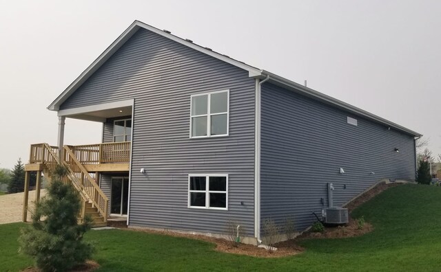 2621 Harnish Dr, Algonquin, IL 60102 - rear view of property with a yard, stairs, and a deck
