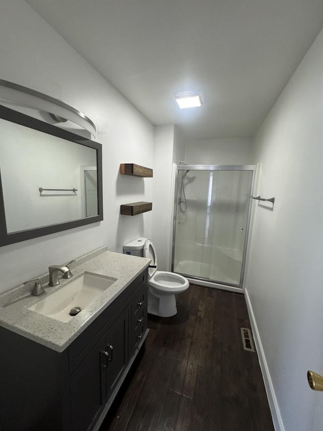 4550 Columbine Ln, Matteson, IL 60443 - full bathroom with hardwood / wood-style floors, vanity, and a stall shower