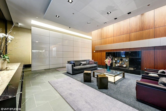 130 N Garland Ct Unit 2612, Chicago, IL 60602 - community lobby with wooden walls and a high ceiling