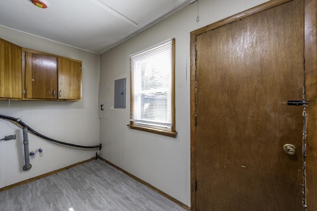 221 Kenwood Dr, Round Lake Park, IL 60073 - washroom featuring cabinet space, electric panel, and hookup for a gas dryer