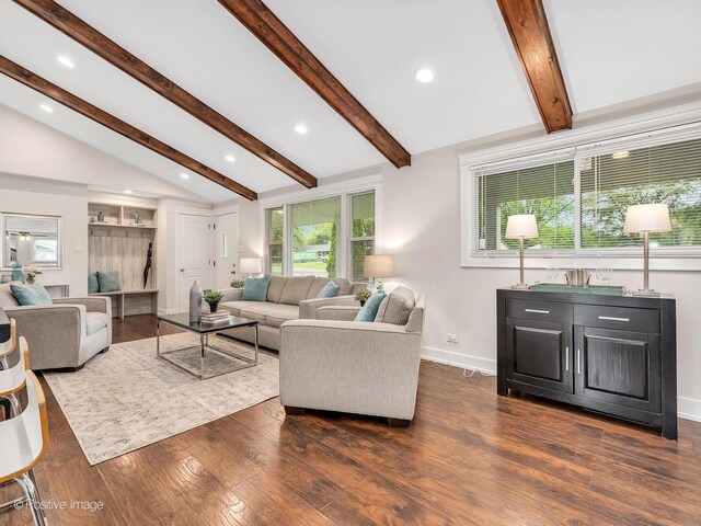 18731 John Ave, Country Club Hills, IL 60478 - living room featuring dark wood-style flooring and recessed lighting