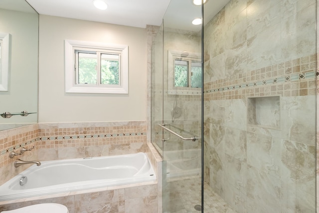 3528 Riverside Dr, Wilmette, IL 60091 - bathroom with a garden tub, a stall shower, and recessed lighting