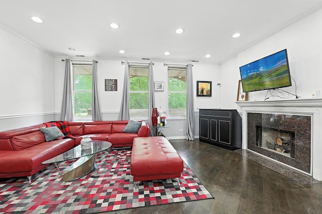 4105 S Drexel Blvd Unit 1N, Chicago, IL 60653 - living room with ornamental molding, wood finished floors, recessed lighting, and a high end fireplace
