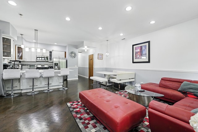4105 S Drexel Blvd Unit 1N, Chicago, IL 60653 - living room with recessed lighting and dark wood-style flooring