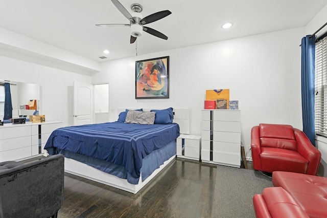 4105 S Drexel Blvd Unit 1N, Chicago, IL 60653 - bedroom featuring wood finished floors, recessed lighting, multiple windows, and ceiling fan