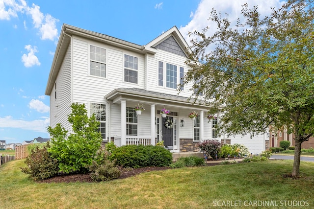 854 Preston Ln, Oswego, IL 60543 - view of front of house with covered porch and a front yard