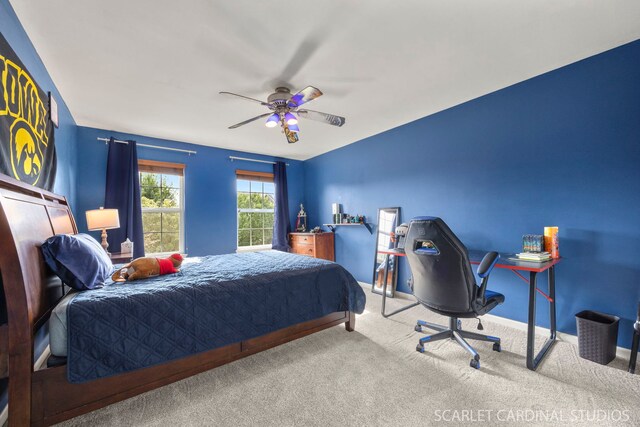854 Preston Ln, Oswego, IL 60543 - carpeted bedroom with a ceiling fan
