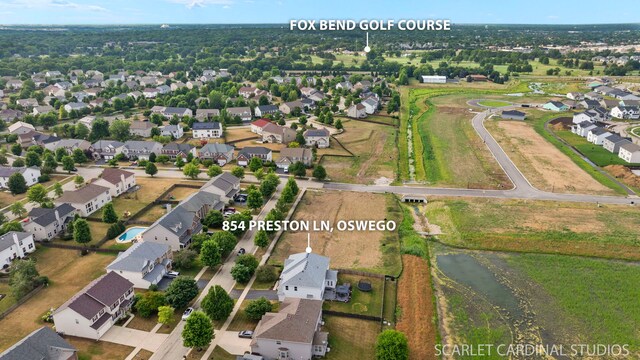 854 Preston Ln, Oswego, IL 60543 - view of property location with nearby suburban area and a large body of water