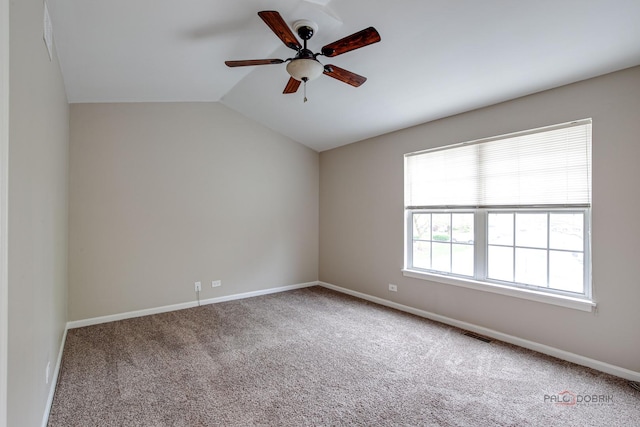 1186 Ballantrae Pl Unit D, Mundelein, IL 60060 - unfurnished room featuring ceiling fan, carpet floors, and lofted ceiling
