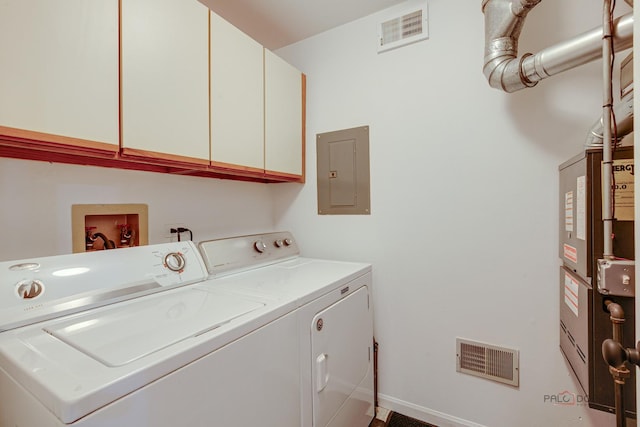 1186 Ballantrae Pl Unit D, Mundelein, IL 60060 - laundry room featuring electric panel, cabinet space, and washer and clothes dryer