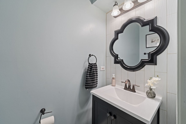 5462 Ridge Xing, Hanover Park, IL 60133 - bathroom featuring vanity and decorative backsplash