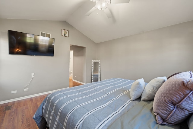 5462 Ridge Xing, Hanover Park, IL 60133 - bedroom with lofted ceiling, wood finished floors, and a ceiling fan