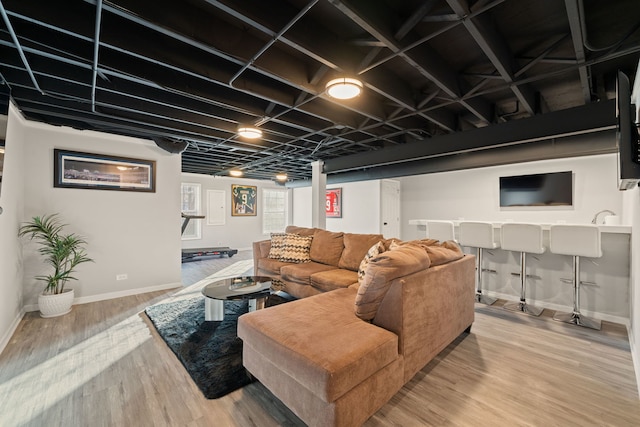 5462 Ridge Xing, Hanover Park, IL 60133 - living room featuring wood finished floors and a dry bar