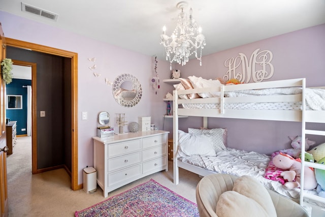 2551 Fallbrook Dr, Hampshire, IL 60140 - bedroom with light carpet and a chandelier