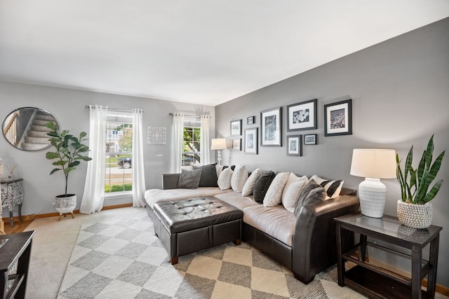 2551 Fallbrook Dr, Hampshire, IL 60140 - living area featuring light colored carpet and baseboards