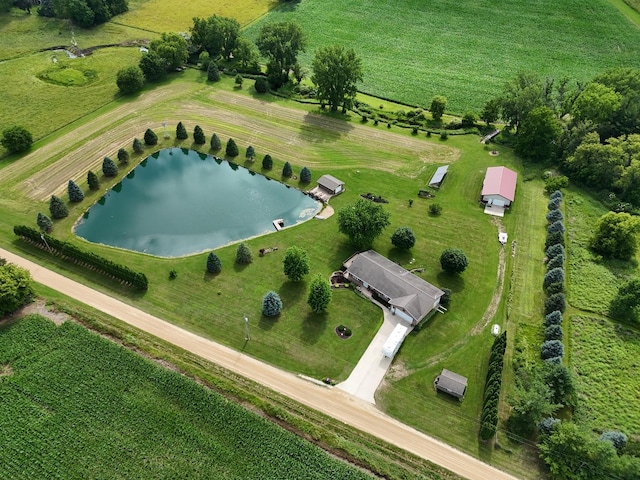 5782 N Brown Rd, Dakota, IL 61018 - aerial view of property and surrounding area featuring a nearby body of water and rural landscape