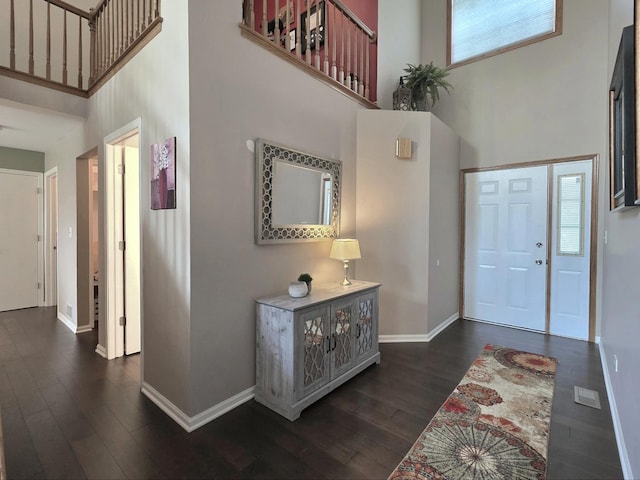 17207 Arrow Head Dr, Lockport, IL 60441 - entrance foyer with a towering ceiling and dark wood-style floors