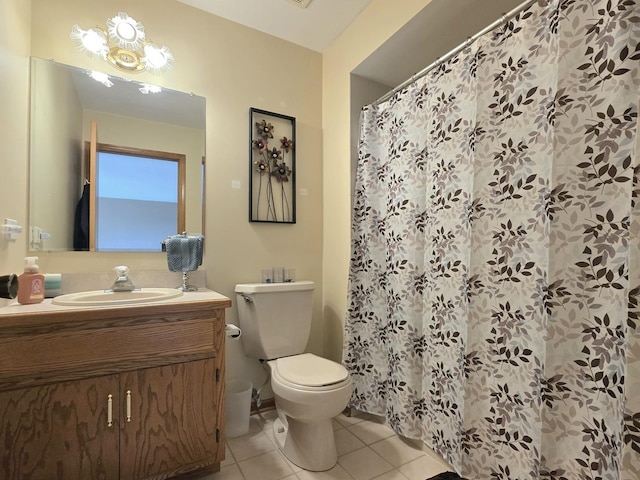 17207 Arrow Head Dr, Lockport, IL 60441 - full bathroom featuring vanity, tile patterned flooring, and a shower with shower curtain
