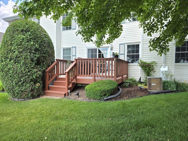 17207 Arrow Head Dr, Lockport, IL 60441 - rear view of house featuring a lawn and a deck