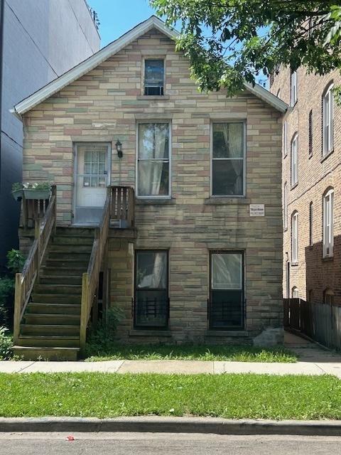 2431 W Thomas St, Chicago, IL 60622 - view of front of house with stone siding