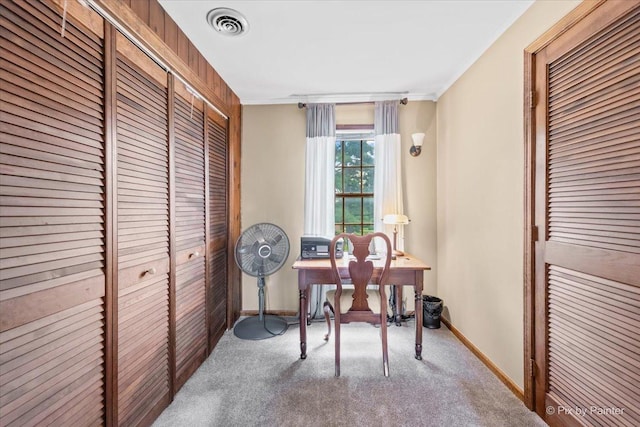 335 Arlington Rd, Itasca, IL 60143 - carpeted home office with ornamental molding and baseboards