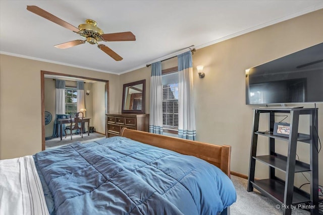 335 Arlington Rd, Itasca, IL 60143 - bedroom with carpet floors, ornamental molding, and ceiling fan