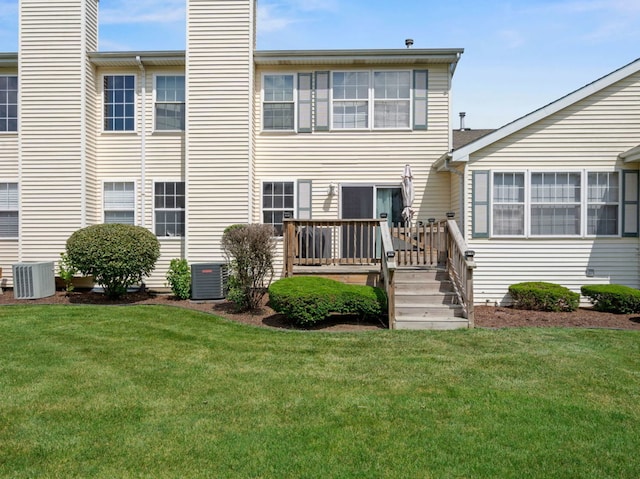 17240 Arrow Head Dr Unit 17240, Lockport, IL 60441 - back of house with a deck, a chimney, and a lawn