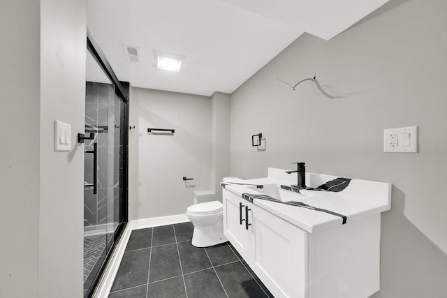 5414 W Haddon Ave, Chicago, IL 60651 - bathroom with a stall shower, vanity, and tile patterned floors