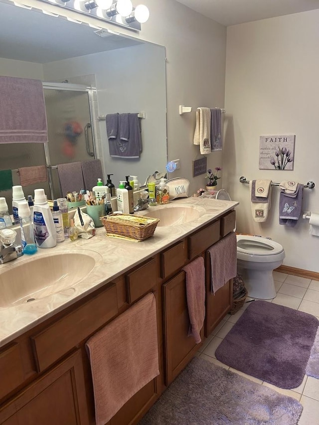 13058 Laurel Glen Ct Unit 203, Palos Heights, IL 60463 - full bath featuring tile patterned flooring, a stall shower, and double vanity